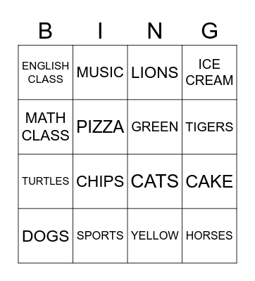 DO YOU LIKE...? Bingo Card