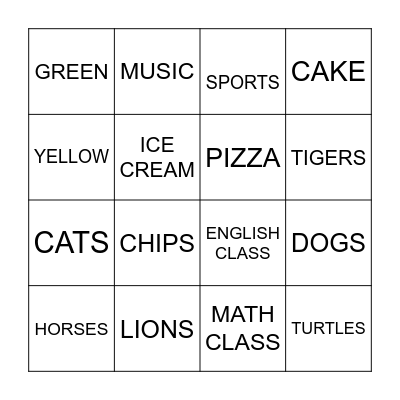 DO YOU LIKE ... ? Bingo Card