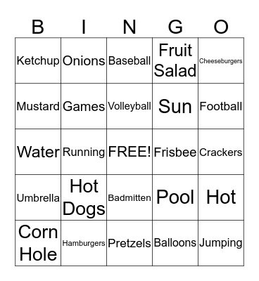 Picnic Bingo Card