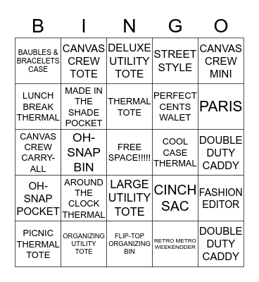 THIRTY-ONE BINGO Card