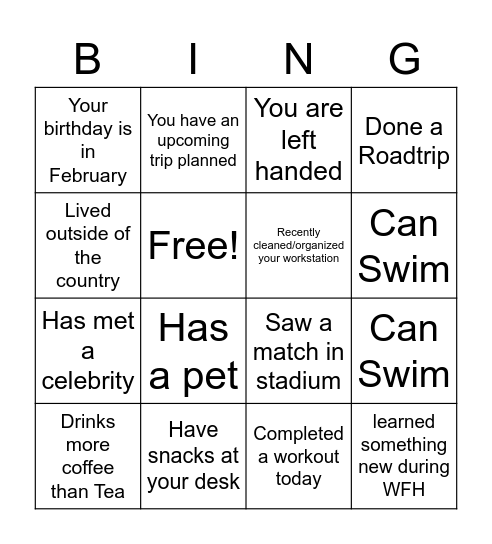 Team KM Bingo Card