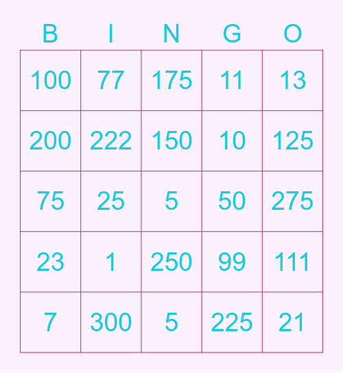 Bingo with SomSom Unni Bingo Card