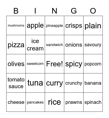 FOOD BINGO Card