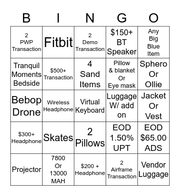 July 19 - July 25 Bingo Card