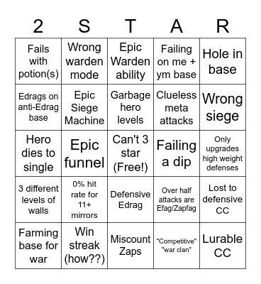 Edg3L0rdZ Opponent Bingo Card