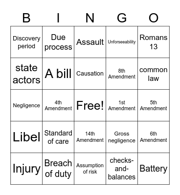 Sport Law Bingo #2 Bingo Card