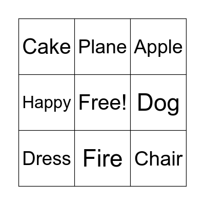 English Bingo! Bingo Card