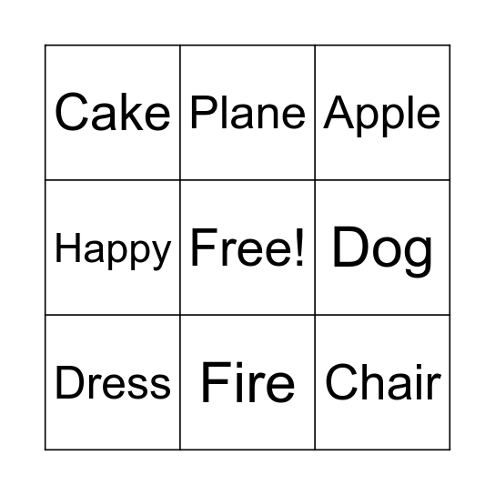 English Bingo! Bingo Card