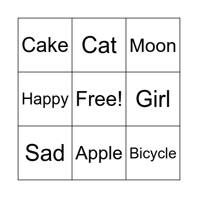 English Bingo! Bingo Card