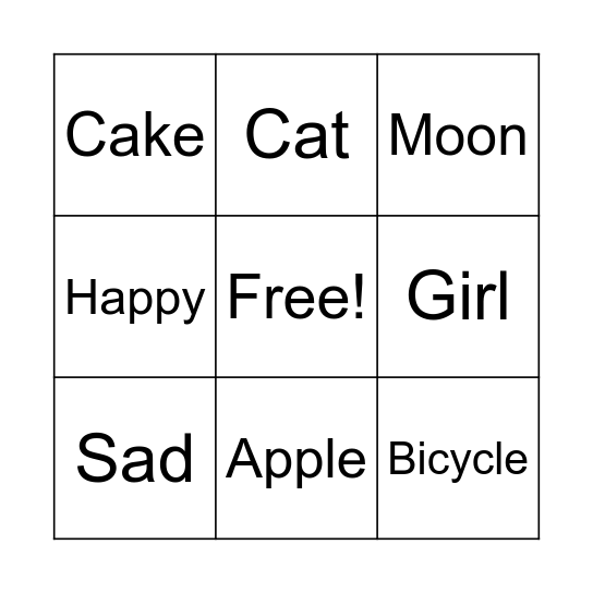 English Bingo! Bingo Card