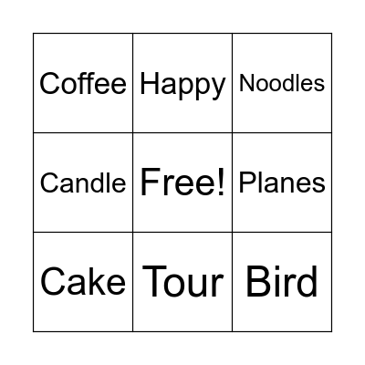 English Bingo! Bingo Card