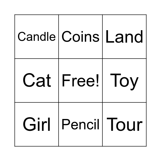 English Bingo! Bingo Card