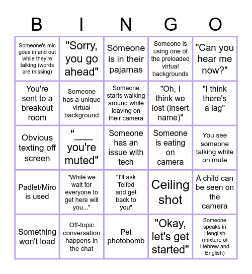 PRAS and SASI mid year seminar Bingo Card