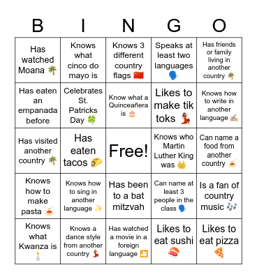 Find Someone Bingo 🌟 Bingo Card