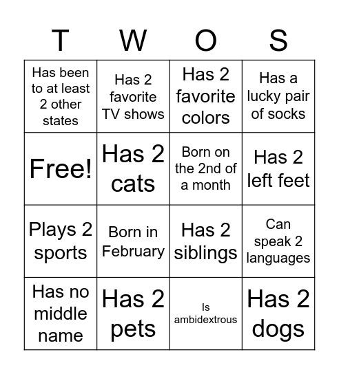 Twos-Day Bingo Card