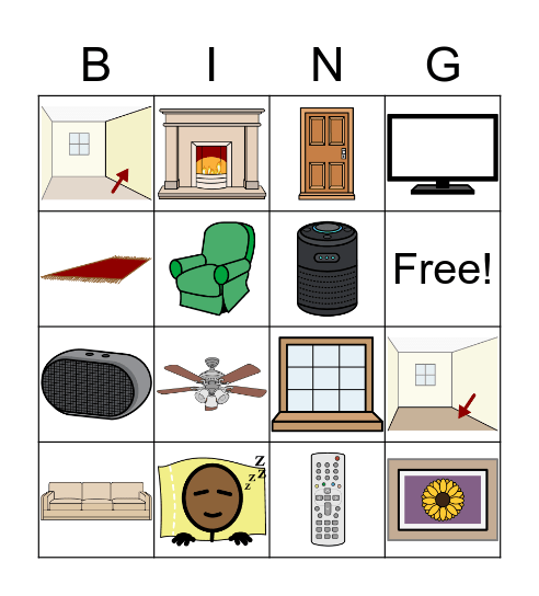 Living Room Vocabulary Everyday English Bingo Card