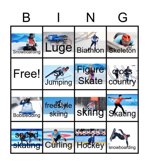 Olympics BINGO Card