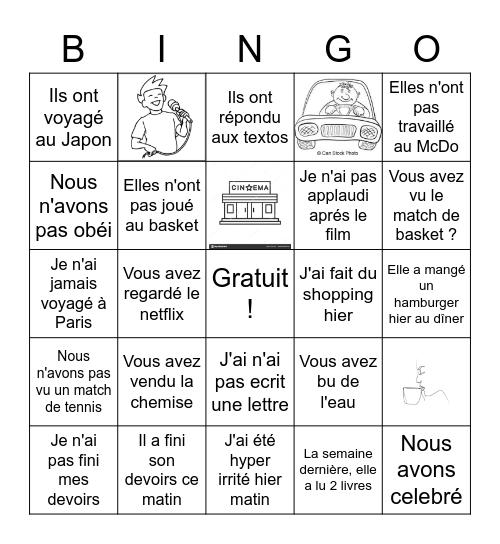 Passe Compose - AVOIR Bingo Card