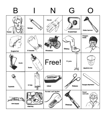 Child Life Hospital BINGO Card