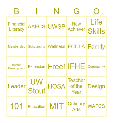 WAFCS Bingo Card