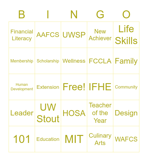 WAFCS Bingo Card