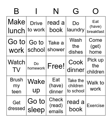 Daily Routine Bingo Card