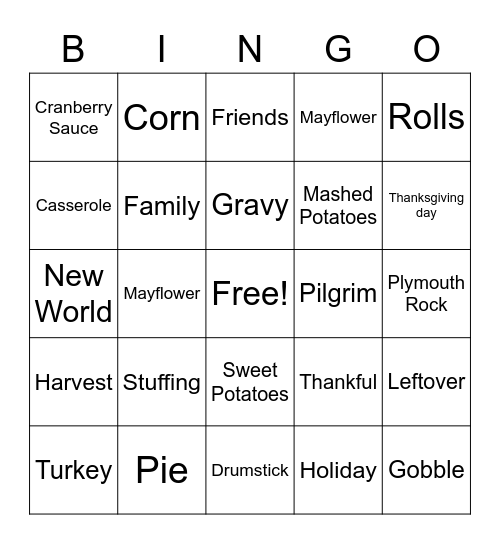 Thanksgiving Bingo Card