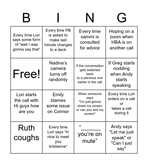 HBA PB call Bingo Card