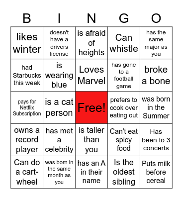 Find Someone Who... Bingo Card