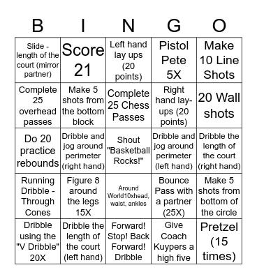 Lights Out Basketball Bingo Card