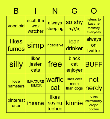 do you factkin me quiz Bingo Card