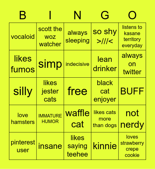 do you factkin me quiz Bingo Card