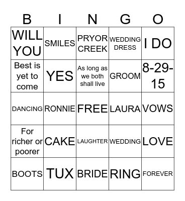 LAURA AND RONNIE Bingo Card