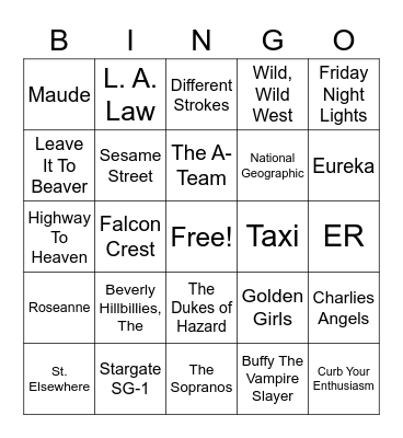 TV Theme Songs - 007 Bingo Card
