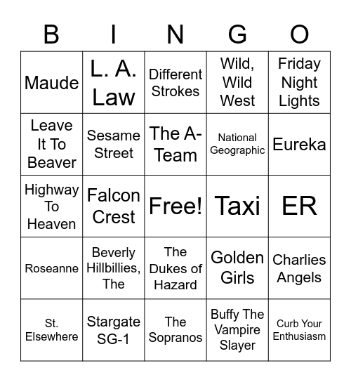 TV Theme Songs - 007 Bingo Card