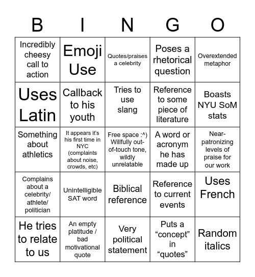 InTouch Diatribes <3 Bingo Card