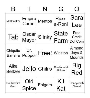TV Jingles - 01 Bingo Card