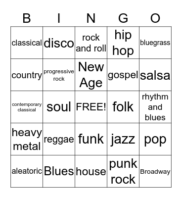 Music Bingo Card