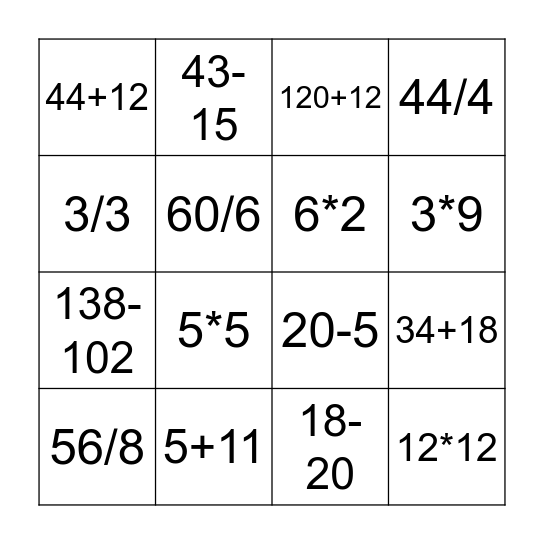 Wow!  BINGO Card