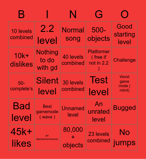 Gd bingo Card