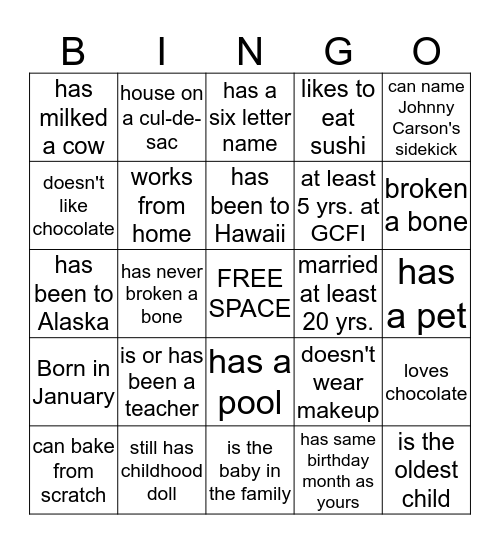 Women Living Connected Bingo Card
