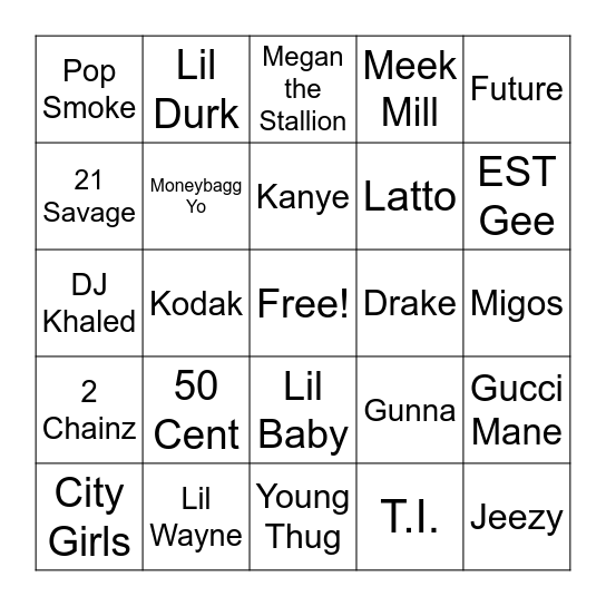 Trap Bingo Card