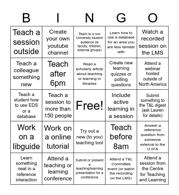 T&L Bingo (Librarian) Bingo Card