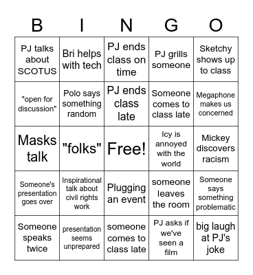 CCJI BINGO Card