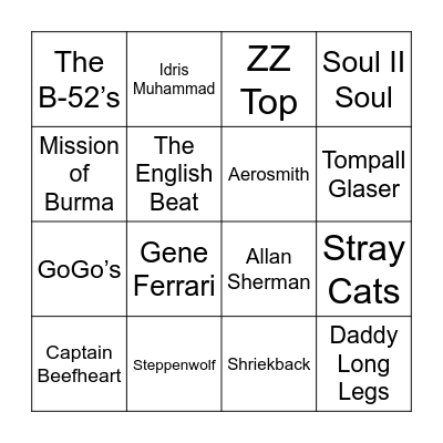 Boogie Down Bingo Card