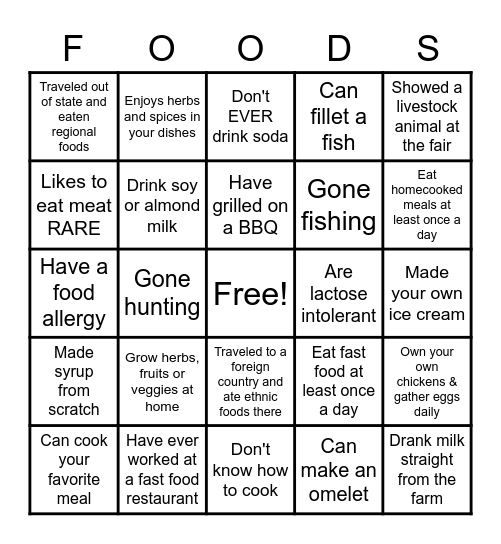 Nutrition & Wellness Bingo Card