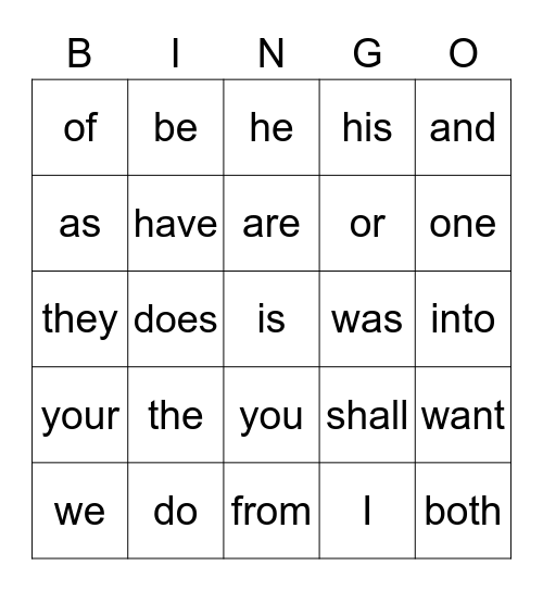 STEP 1 Bingo Card