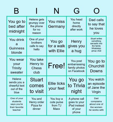 Mom Birthday Bingo Card