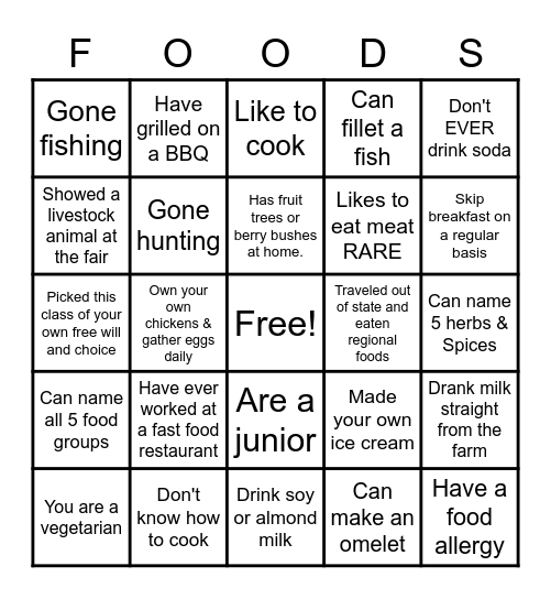 Nutrition & Wellness Bingo Card