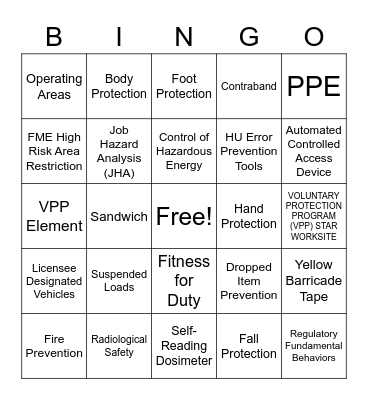 NRA PVNGS Bingo 2 Bingo Card